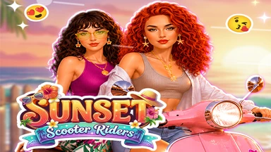 Besties Sunset Scooter Rider